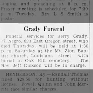 Obituary for Jerry Grady